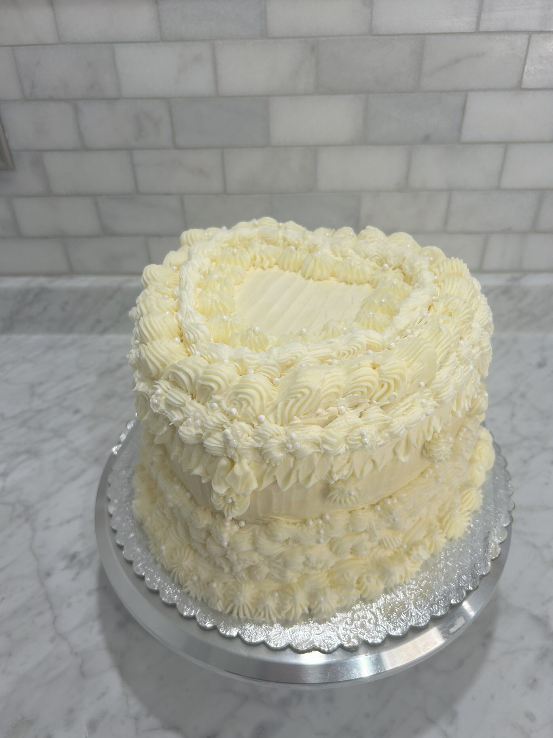 Vintage Almond Vanilla Heart Cake