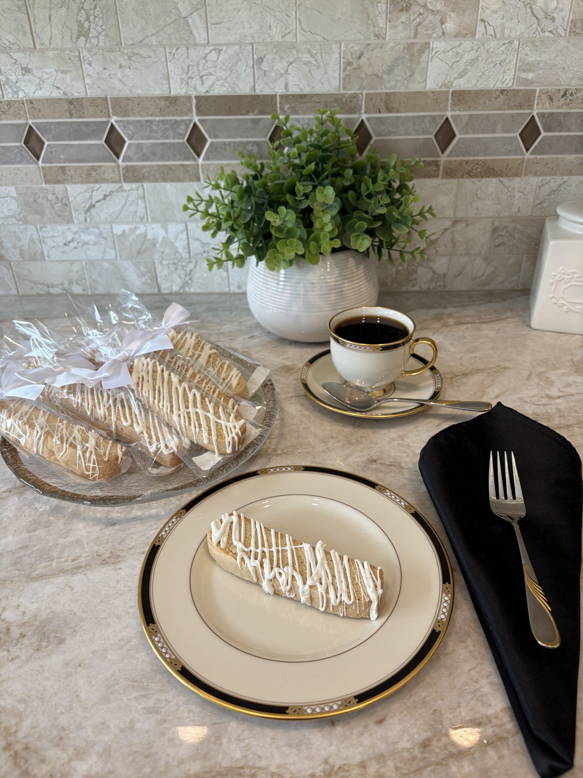 Italian Vanilla Biscotti with Icing